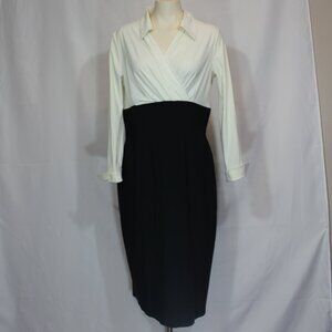 Chiara Boni Midi black white long sleeve  Dress Made in Italy size 50/ medium